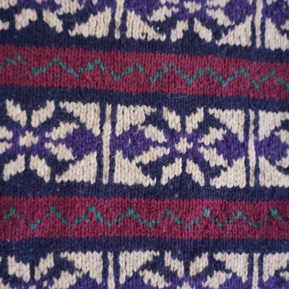 VTG '80S Rey Wear Purple Maroon Wool Cottagecore Chunky Knit Crewneck Sweater XL - Picture 8 of 12